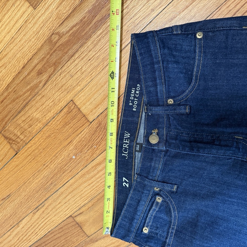 J. Crew 9" demi-boot crop Kicky Hem jean in Dark Worn Wash Blue‎ Size 27 - Picture 8 of 8